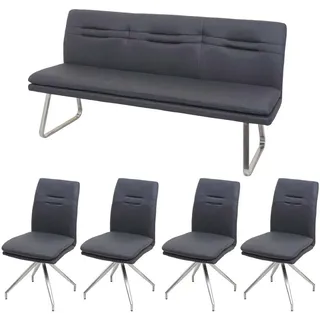 MCW Esszimmer-Set H70 Sitzgruppe Dunkelgrau 180cm