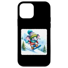 Hülle für iPhone 12 mini Elephant Snowboard Snowy Hill Snowboard Snowboarder