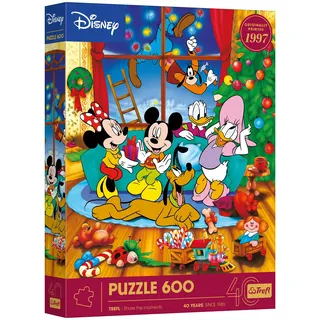 Trefl - 40-jähriges Jubiläum von Trefl: Disney, Mickey Mouse und Freunde - Weihnachten - Puzzle 600 - mit Figuren aus klassischen Disney-Zeichentrickfilmen, für Erwachsene und Kinder ab 14 Jahren