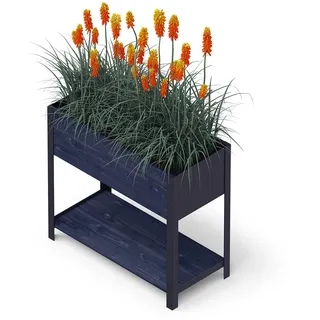 Upyard Holz Hochbeet für Garten, Terrasse und Balkon - Blumenkasten mit Innenvlies und wasserdichter Kunststoffeinlage - Pflanzkasten für Innen- und Außenbereich, 78x36x72, Schwarz