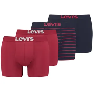 Levi's Levi’s Basic-Boxershorts, einfarbige und gestreifte Baumwollunterwäsche für Männer mit elastischem Bund, kein Hochrutschen, 4er-Pack