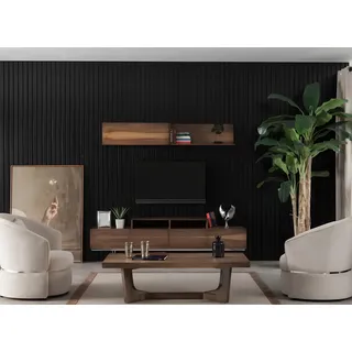 Wohnwand Wand Braune Wohnwände Schrank tv Schränke Wandregal Schrankwände - Braun