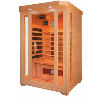 PureHaven Infrarotkabine 120x105x190 cm aus kanadischem Hemlock-Holz Bluetooth-Soundsystem Timer Lichttherapie in 4 Farben digitale Steuerung