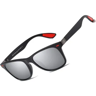 DUCO Retro Sonnenbrille für Herren und Damen zum Fahren Radfahren Angeln Golf 2146 (Schwarz Merkur)