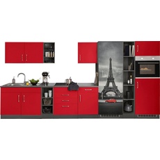 Bild von MÖBEL Küchenzeile »Paris«, ohne E-Geräte, Breite 390 cm, rot