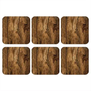 MuchoWow Glasuntersetzer 6er-Set Baumstamm - Holz - Textur 10x10 cm , Naturmaterialen , Quadratisch , 10x0.2 cm , Gläser, Untersetzer