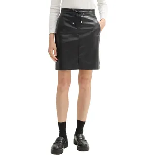 Tom Tailor Damen Mini Rock aus Fake-Leder, 14482 - Deep Black, 40