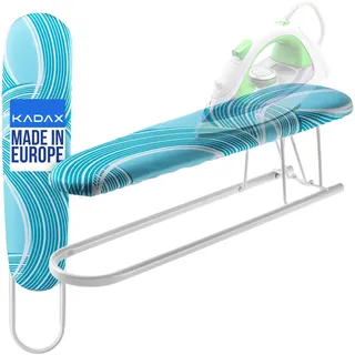 KADAX Kompaktes Ärmelbügelbrett "Larva", Ärmelbrett mit Schaumstoffunterlage, Bügelbrett, 53 cm, Blau - Blau