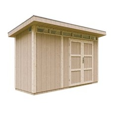 Timbela Holz-Gartenhaus M902A Flachdach Grundiert 161 cm x 412 cm