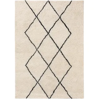 benuta Wollteppich Berber Cream 120x170 cm , Creme , Textil , Rauten , Rechteckig , 120x170 cm , pflegeleicht , Teppiche und Böden, Teppiche, Schafwollteppiche