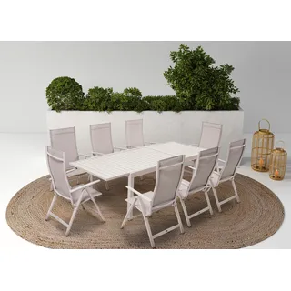 Konifera Garten-Essgruppe »Palermo« beige (beige,), Sitzmöbel-Sets, klappbar, 7-fach verstellbare Rückenlehne, Tischplatte aus Alulatten