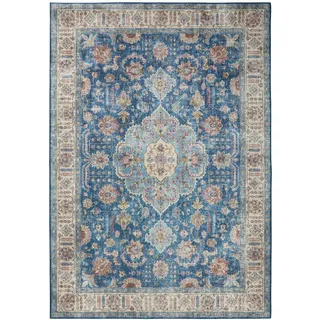 benuta Pop Teppich Laury Blau 200x300 cm , Textil , Orientalisch , Rechteckig , 200x300 cm , Gots , wasserabweisend , Teppiche und Böden, Teppiche