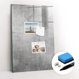 Magnetische Notiztafel - Schwarzer Marker + Schwamm + Magnete - 40 x 60 cm - Hellbeton