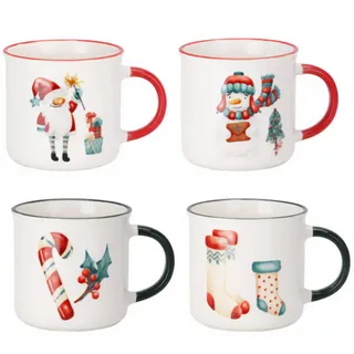 Siaki Tassen Porzellan 200 ml 4er-Set , Weiß , Keramik , Geschirr, Tassen