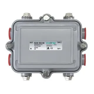 Axing BAB202-08 Abzweiger, 2-fach, 8 dB, 5-1006 MHz, 5/8 Zoll-Anschlüsse, IP55, Richtkoppler BAB20208 BAB 202-08