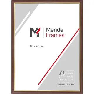 MendeFrames Holzrahmen H007 Blendfrei 4.5x5.5cm Walnuss mit Goldrand