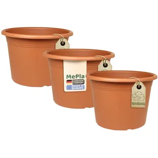 MePla - 3 Stück Blumentopf Cilindro - runder Pflanzkübel - wetterfestes Pflanzgefäß - UV-beständiger Blumenkübel - Pflanzentopf - Kübel - Ø 50 - Terracotta
