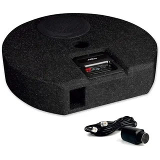 AXTON ATB20RXF: Flacher Aktiv-Subwoofer für die Reserverad-Mulde, Bassreflex Bassbox fürs Auto mit 20 cm/8“ Langhub Woofer, Gehäuse nur 125 mm hoch, High-Level Eingänge, 120 W