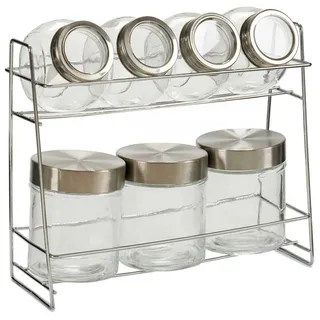Gewürzregal Gestell , Silberfarben , Metall , 9.8x25x26.7 cm , Küchenzubehör, Vorratsbehälter, Gewürzgläser