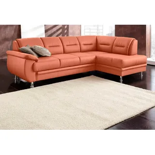 sit&more Ecksofa »Mailand L-Form, B: 250 cm« optional Bettfunktion, orange