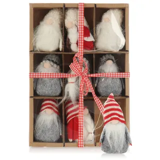 COM-FOUR® 9X Premium Weihnachtsmann-Anhänger für den Weihnachtsbaum | schwedisch-skandinavische Deko-Trolle - Christbaum-Figuren Anhänger als Baumbehang - Weihnachtsschmuck oder Geschenk-Anhänger