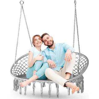 Outtec® XXL Hängesessel Outdoor - bis 200 kg, Hängeschaukel Zweir Personen - 2-Sitzer Sessel zum Aufhängen - Hängekorb, Gartenschaukel, Schaukel für Garten, Terrasse, Balkon - Boho
