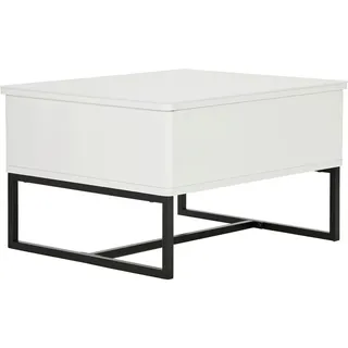 Livetastic Couchtisch , Schwarz, Weiß , Metall , rechteckig , Flachrohr , 40.5-65.5x60x70 cm , Stauraum, einfacher Aufbau , Wohnzimmer, Wohnzimmertische, Couchtische, Couchtische eckig