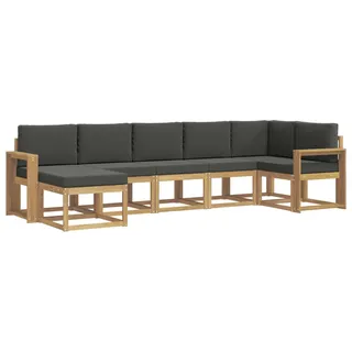 vidaXL Outdoor-Sofagarnitur 7 stk. Weiß und Anthrazit Polyester - Braun