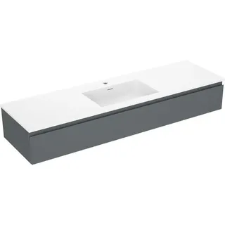 Mexen Orio 160 cm Badezimmermöbel mit Waschbecken Otis, 1 Schublade, grafit matt/weiß matt - 91A10-16023-1-BF66-W18M01 - Weiß