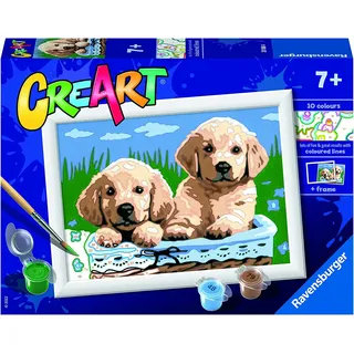 RAVENSBURGER CreArt Malen nach Zahlen: süße Welpen 18x13cm
