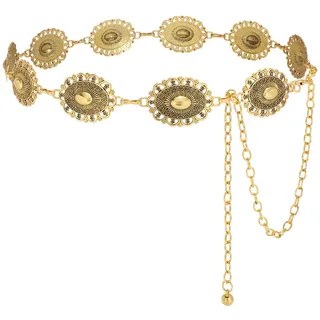VONMELLI Damen Western Kettengürtel Cowgirl Concho Taillenkette Metall Bauchkette Gold Gürtel für Kleid Gold L