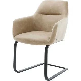 DeLife Freischwinger Pejo-Flex Mikrofaser Beige Vintage Freischwinger flach Schwarz Taschenfederkern