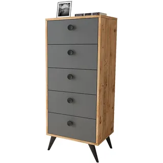 WELL HOME MOBILIARIO & DECORACIÓN Atlantic Pine Anthrazit mit 100% melaminbeschichteten Spanplatten, 49 x 118,4 x 40