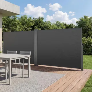VEVOR Seitenmarkise Ausziehbar 180x600 cm, Seitenrollo aus 180 g/m2 Polyestergewebe, Wandmarkise, Windschutz, Sonnenschutz, Sichtschutz, Raumteiler für Garten, Balkon, Pool, Terrasse, Grau - Grau