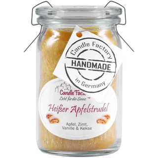 Candle Factory Baby Jumbo Duftkerze aus pflanzlichem Stearin im hitzebeständigen Glas der Marke Weck®, bis zu 24h Brennzeit, Duft: Heißer Apfelstrudel
