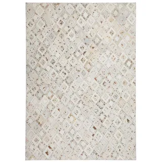 Kayoom Spark 110 Lederteppich 160 x 230 cm Elfenbein/Chrom