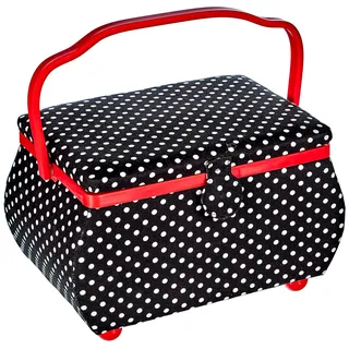 Prym 612246 Nähkorb Polka Dots schwarz/weiß L