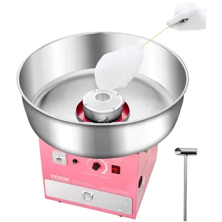 VEVOR elektrische Zuckerwattemaschine kommerzielle Zuckerwattegeräte (1000 W) mit 52 cm Edelstahlschüssel & Zuckerlöffel & Schublade, perfekt für Kindergeburtstage Familienfeiern Partys Rosa