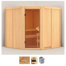 Bild Sauna »Jarla«, (Set), 9-kW-Ofen mit integrierter Steuerung, beige