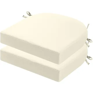 PRIMEPATIO Stuhlkissen für draußen, 2er-Set, Terrassenstuhlkissen für Gartenmöbel, wasserdicht, mit Bändern, Sitzkissen für draußen, Terrassenstuhlpolster, Esszimmerstuhl, 50x50, Beige