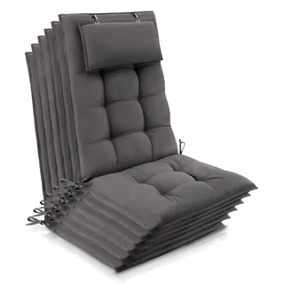 Beautissu 6er Set Sun-HL Hochlehner Auflage 120x50x8cm Taupe - Naturbelassen