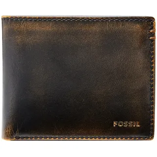 Fossil Herren-Geldbörse aus Leder mit Klapp-ID-Fenster, Wade Black Vintage, Einheitsgröße