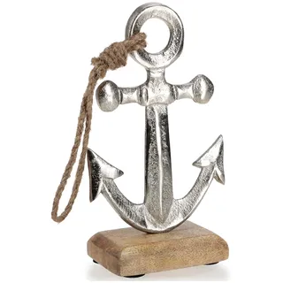 com-four® Deko Aufsteller Anker - Maritime Dekofigur - Metall-Skulptur auf Mangoholz-Sockel - Deko-Anker mit Juteseil zum Hinstellen und Dekorieren - nautisches Dekoelement