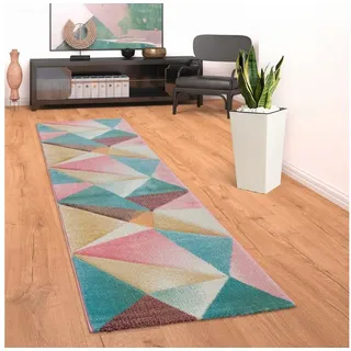 Paco Home Läufer »Kosy 310« rechteckig 15 mm Höhe Teppich-Läufer, Kurzflor, modernes Design, Pastell-Farben, bunt