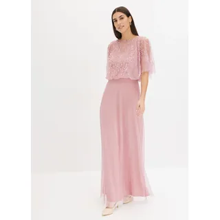 Maxikleid BONPRIX, Damen, Gr. 38, N-Gr, rosa (pink (länge: regulär)), Obermaterial: 100% Polyester. Futter: 100% Polyester, festlich, ausgestellt, Kleider Maxikleid, für Abiball, Festtage und Hochzeiten, aus feinem Tüll, Topseller