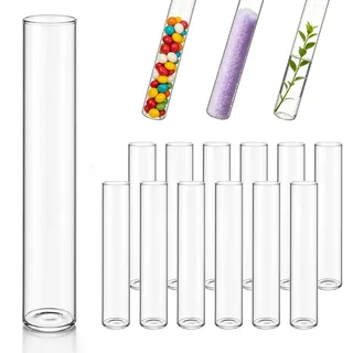 Forbabe 12 Stück Reagenzgläser, 30x150mm Reagenzglas mit flachem Boden, Glasröhrchen Reagenzgläser Borosilikatglas für Vase Blumen Pflanzen DIY-Handwerk