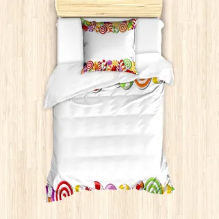 ABAKUHAUS Zuckerstange Mantele, Urlaub Snacks Rahmen, Milbensicher Allergiker geeignet mit Kissenbezügen, 135 cm x 200 cm - 80 x 80 cm, Mehrfarbig