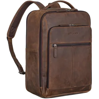 STILORD Gordon Rucksack Leder Herren und Damen Messenger Rucksack Laptop 17 Zoll Lederrucksack Damen Business Rucksack Herren Farbe:Zamora - braun