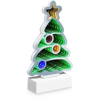 IDENA LED Infinity Mirror Weihnachtsbaum, ca. 27 x 8 x 40 cm, Deko Lampe mit 156 SMD-LEDs und 3D Effekt, Weihnachtsdeko für Innen, mit Netzteil und 3 m Zuleitung