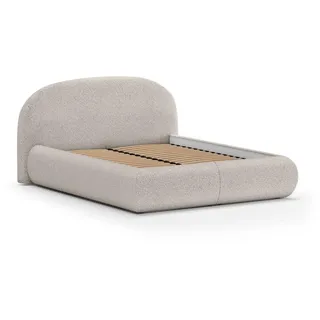 Doppelbett MOTTI 140x200 Polsterbett mit Bettkasten und Rahmen ohne Matratze & Topper – Catch Me - Bouclé-Stil - Polsterstoff Beige - Beige